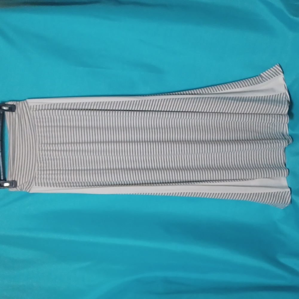 Paniz Women's Gray & White Stripe Maxi Skirt. Size L